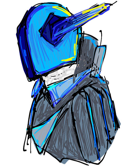 tribute two: side profile of hyperlaser in sketchy colors